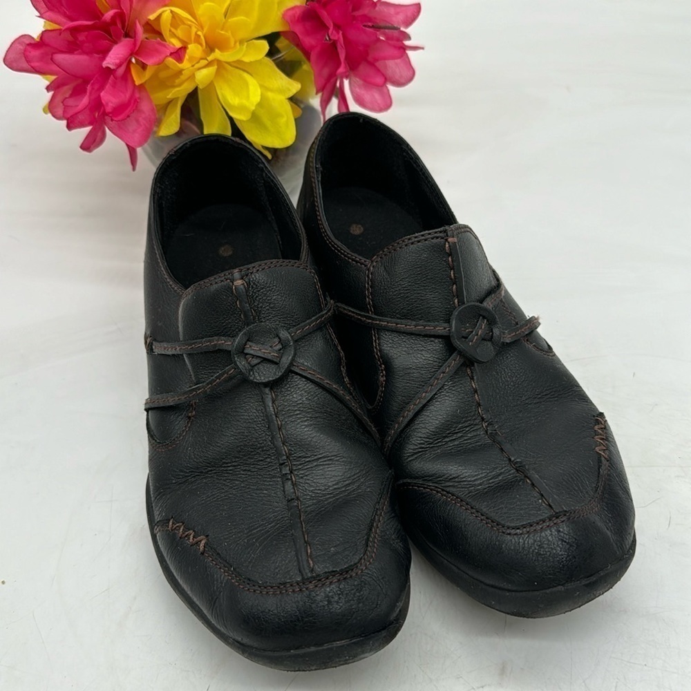 Clarks Black Leather Loafers Size 8 BLO4836